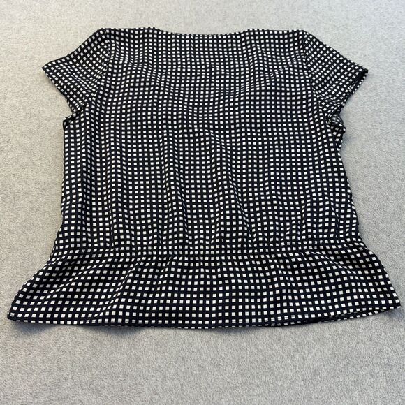 J Crew Shirt Womens Small Dark Blue Check Deep V Neck Office Professional - Picture 2 of 9